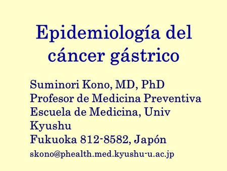 Epidemiología del cáncer gástrico