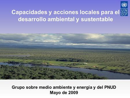 Capacidades y acciones locales para el desarrollo ambiental y sustentable Grupo sobre medio ambiente y energía y del PNUD Mayo de 2009.