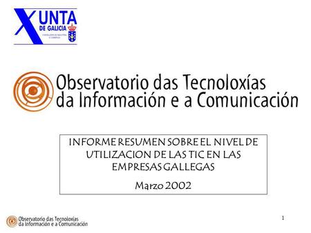 INFORME RESUMEN SOBRE EL NIVEL DE UTILIZACION DE LAS TIC EN LAS EMPRESAS GALLEGAS Marzo 2002.