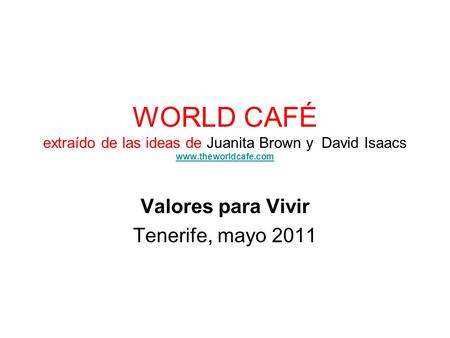 Valores para Vivir Tenerife, mayo 2011