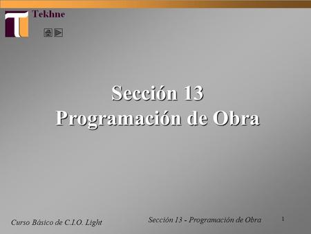 Sección 13 Programación de Obra
