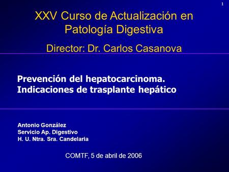 Prevención del hepatocarcinoma. Indicaciones de trasplante hepático