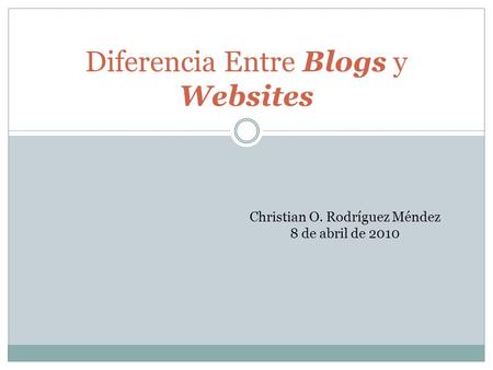 Diferencia Entre Blogs y Websites Christian O. Rodríguez Méndez 8 de abril de 2010.