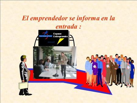 El emprendedor se informa en la entrada : Idées Espace Entreprendre accueil.