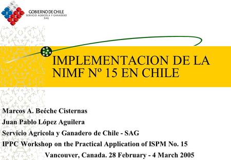 IMPLEMENTACION DE LA NIMF Nº 15 EN CHILE