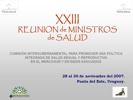 PT XXIII REUNION de MINISTROS de SALUD 28 al 30 de noviembre del 2007. Punta del Este, Uruguay. COMISIÓN INTERGUBERNAMENTAL PARA PROMOVER UNA POLÍTICA.