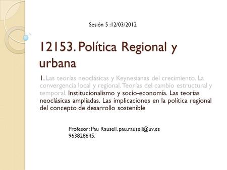 Política Regional y urbana