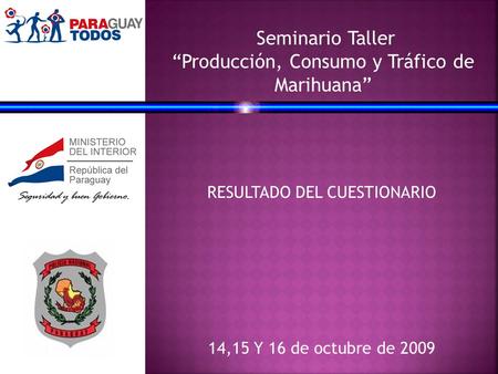 Seminario Taller Producción, Consumo y Tráfico de Marihuana RESULTADO DEL CUESTIONARIO 14,15 Y 16 de octubre de 2009.