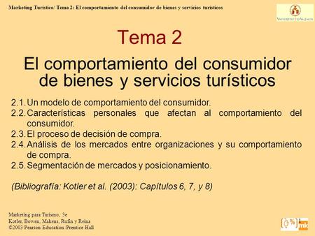 El comportamiento del consumidor de bienes y servicios turísticos