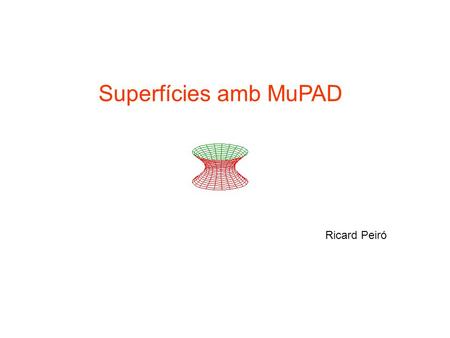 Superfícies amb MuPAD Ricard Peiró.