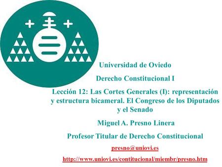 Derecho Constitucional I Profesor Titular de Derecho Constitucional