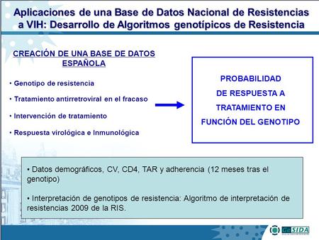 Aplicaciones de una Base de Datos Nacional de Resistencias a VIH: Desarrollo de Algoritmos genotípicos de Resistencia CREACIÓN DE UNA BASE DE DATOS ESPAÑOLA.