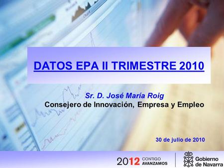 DATOS EPA II TRIMESTRE 2010 Sr. D. José María Roig Consejero de Innovación, Empresa y Empleo 30 de julio de 2010.