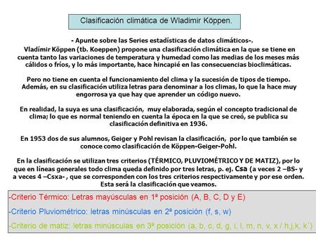 Clasificación climática de Wladimir Köppen.