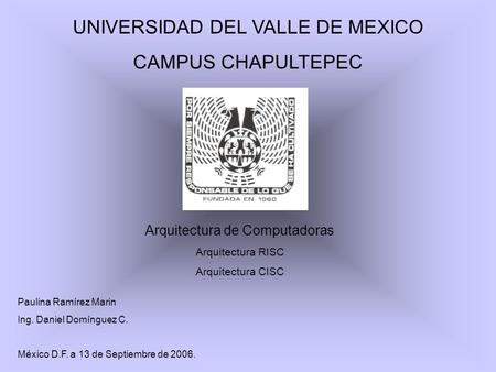 UNIVERSIDAD DEL VALLE DE MEXICO CAMPUS CHAPULTEPEC