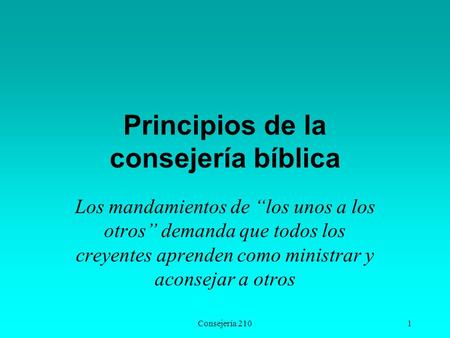 Principios de la consejería bíblica