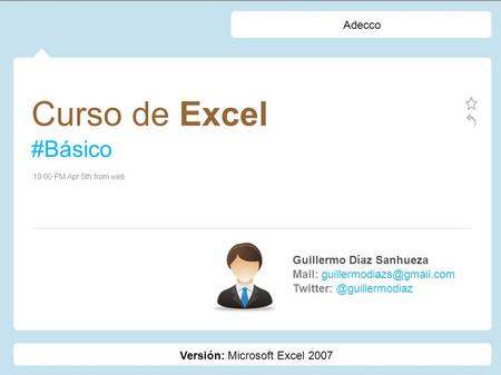 Curso de Excel #Básico Adecco Guillermo Díaz Sanhueza