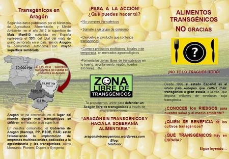 Según los datos publicados por el Ministerio de Agricultura, Alimentación y Medio Ambiente en el año 2012 la superficie de Maíz Mon810 cultivada en España.