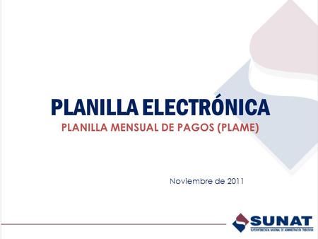 PLANILLA ELECTRÓNICA PLANILLA MENSUAL DE PAGOS (PLAME)