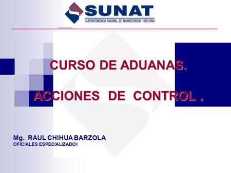 CURSO DE ADUANAS. ACCIONES DE CONTROL .