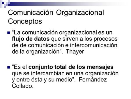Comunicación Organizacional Conceptos