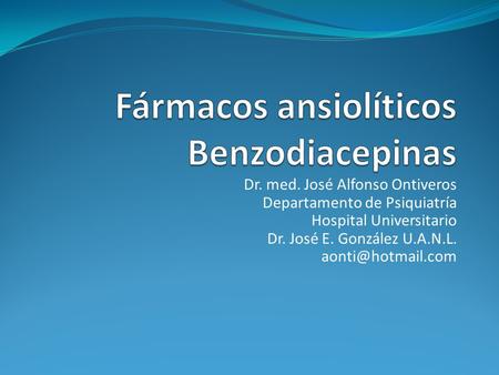 Fármacos ansiolíticos Benzodiacepinas