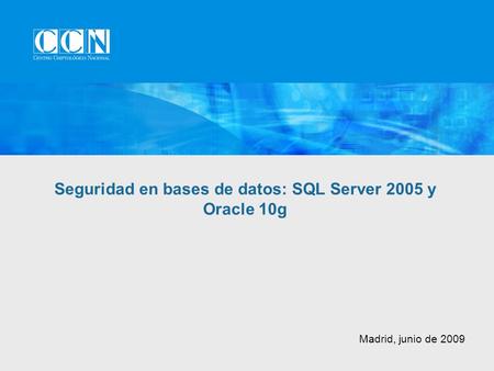 Madrid, junio de 2009 Seguridad en bases de datos: SQL Server 2005 y Oracle 10g.