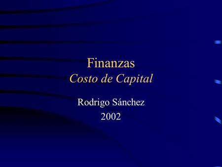 Finanzas Costo de Capital