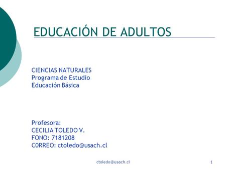 EDUCACIÓN DE ADULTOS CIENCIAS NATURALES Programa de Estudio
