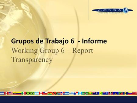 Grupos de Trabajo 6 - Informe Working Group 6 – Report Transparency.