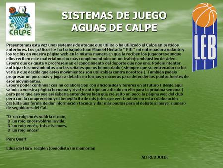 SISTEMAS DE JUEGO AGUAS DE CALPE