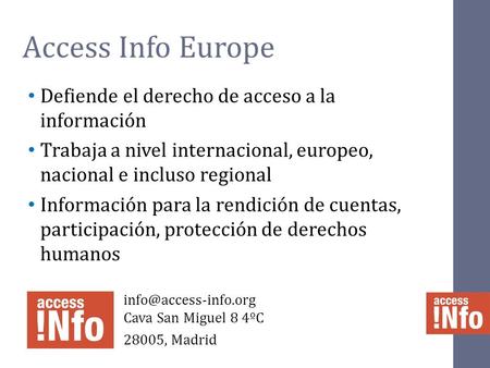 Access Info Europe Defiende el derecho de acceso a la información