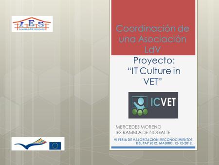 Coordinación de una Asociación LdV Proyecto: “IT Culture in VET”