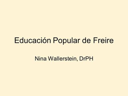 Educación Popular de Freire