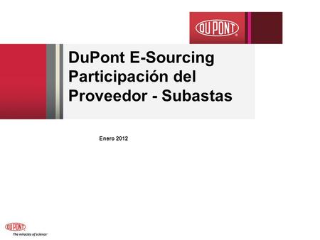 DuPont E-Sourcing Participación del Proveedor - Subastas