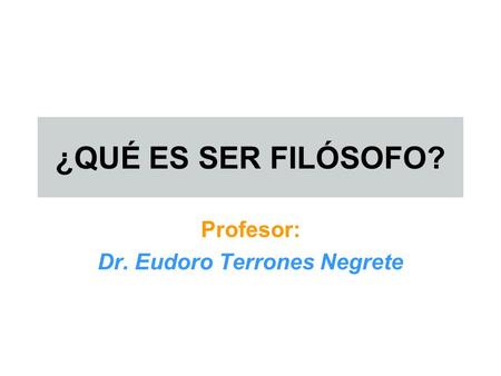 Profesor: Dr. Eudoro Terrones Negrete