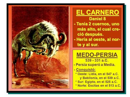 EL CARNERO MEDO-PERSIA Daniel 8 - Tenía 2 cuernos, uno