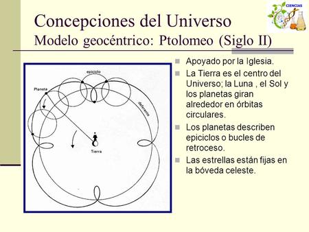 Concepciones del Universo Modelo geocéntrico: Ptolomeo (Siglo II)