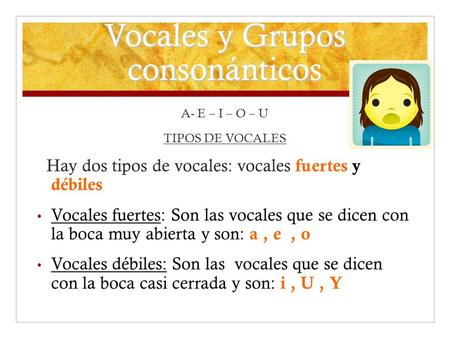 Vocales y Grupos consonánticos