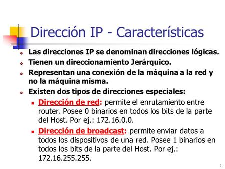 Dirección IP - Características