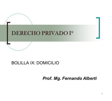 BOLILLA IX: DOMICILIO Prof. Mg. Fernando Alberti