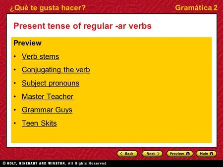 Present tense of regular -ar verbs