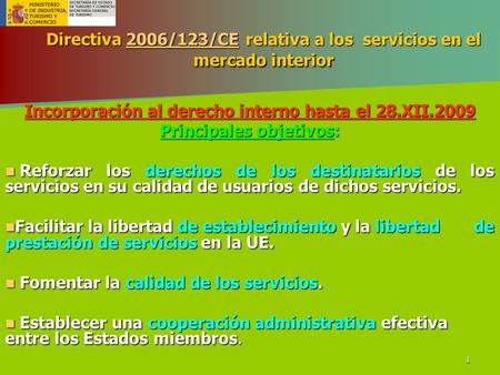 Directiva 2006/123/CE relativa a los servicios en el mercado interior
