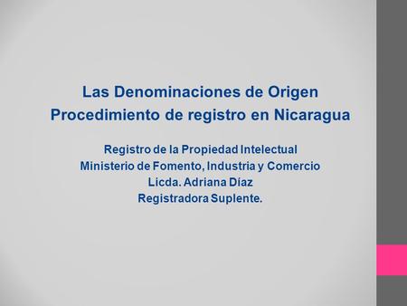 Las Denominaciones de Origen Procedimiento de registro en Nicaragua