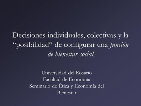 Universidad del Rosario Facultad de Economía