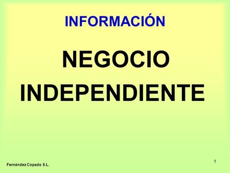 1 INFORMACIÓN NEGOCIO INDEPENDIENTE Fernández Copado S.L.
