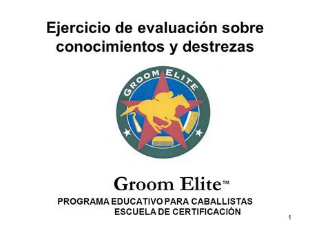 Ejercicio de evaluación sobre conocimientos y destrezas Groom Elite™ PROGRAMA EDUCATIVO PARA CABALLISTAS.
