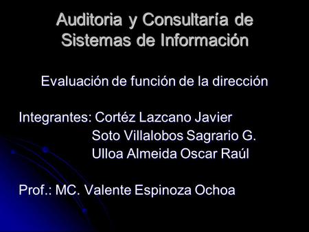 Auditoria y Consultaría de Sistemas de Información