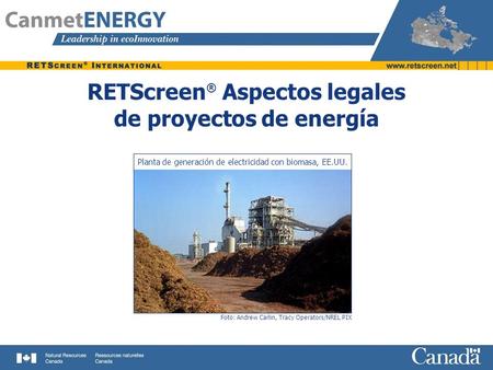 RETScreen® Aspectos legales de proyectos de energía