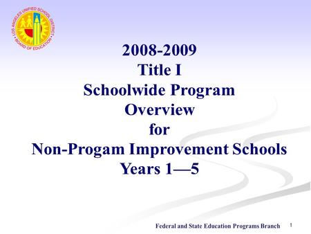 Non-Progam Improvement Schools Years 1—5
